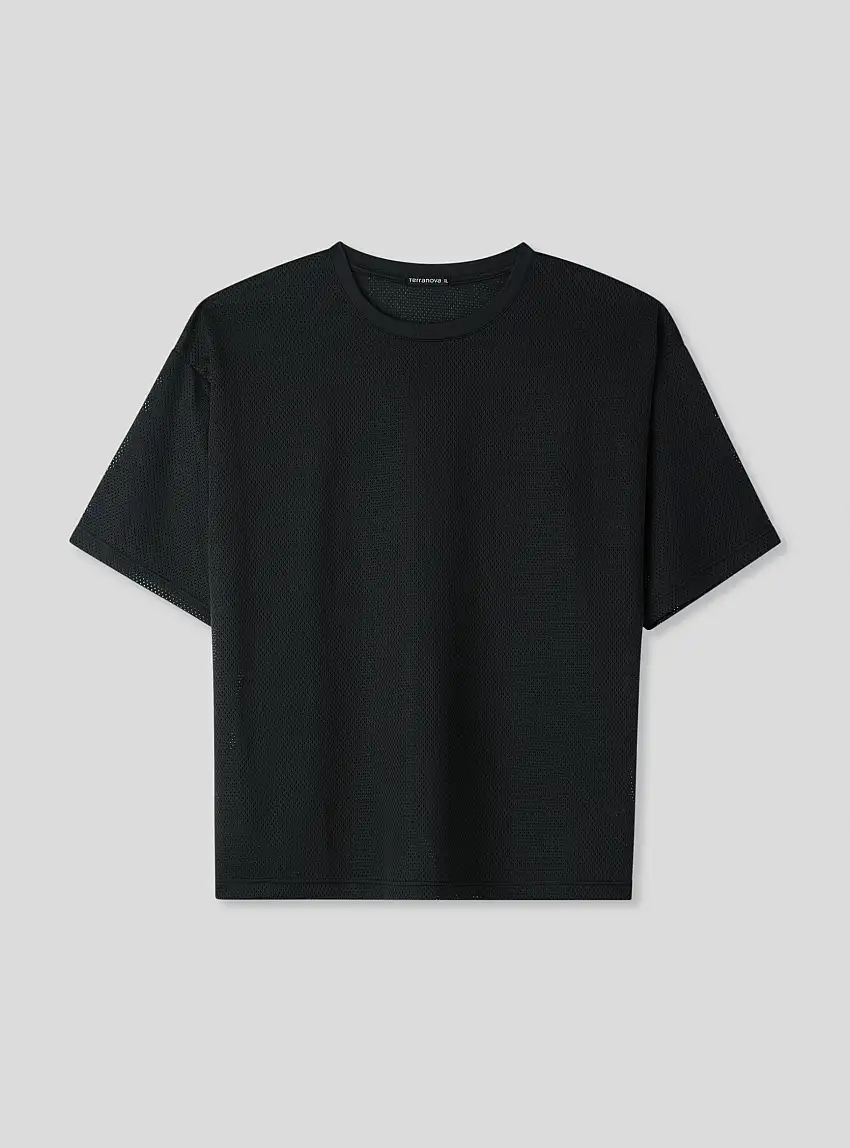 T-shirt in rete boxy fit Nero