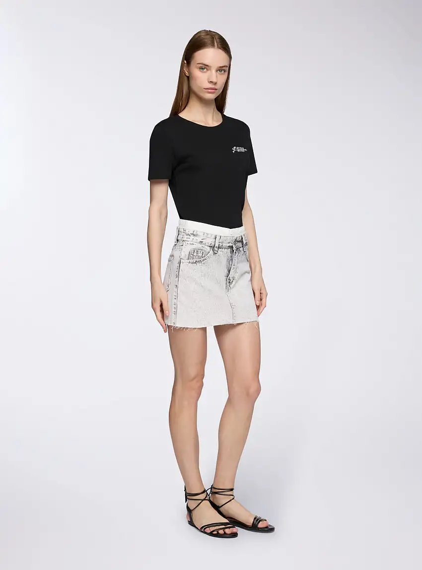 Minigonna effetto boxer Grigio denim