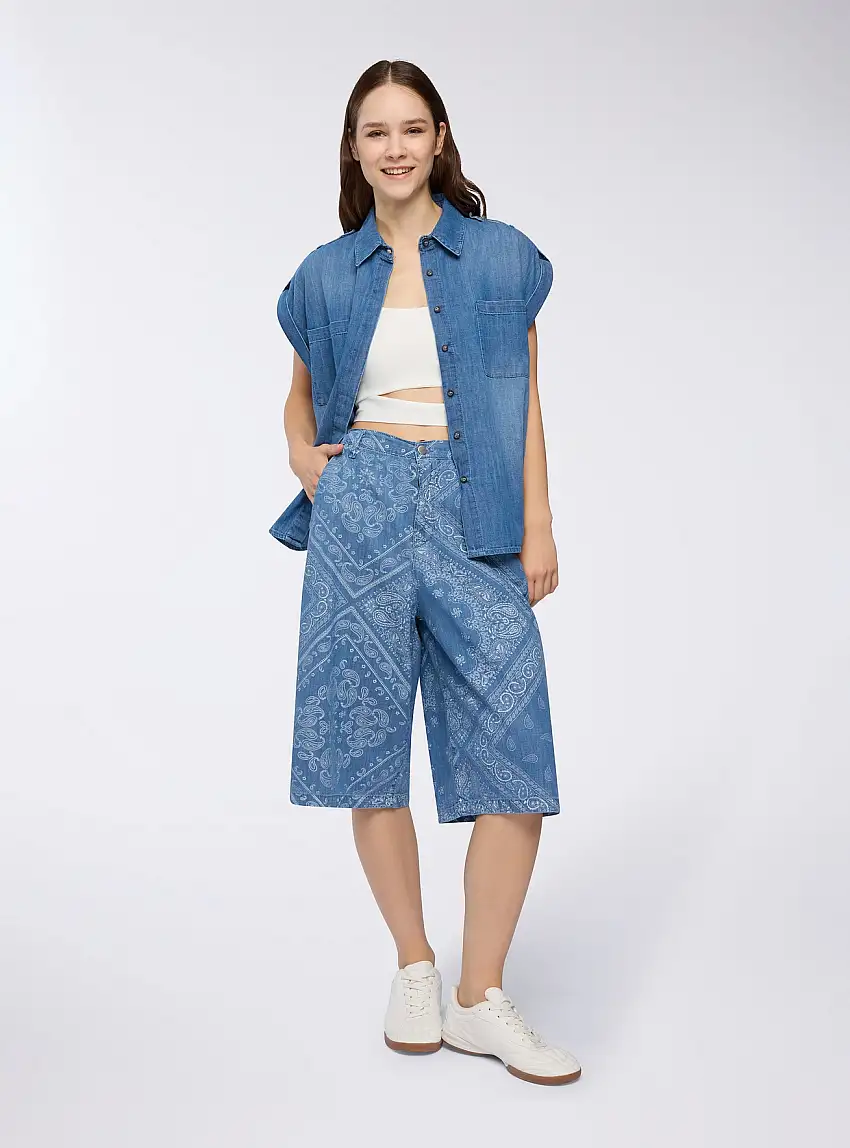 Camicia ampia in denim Blu denim medio