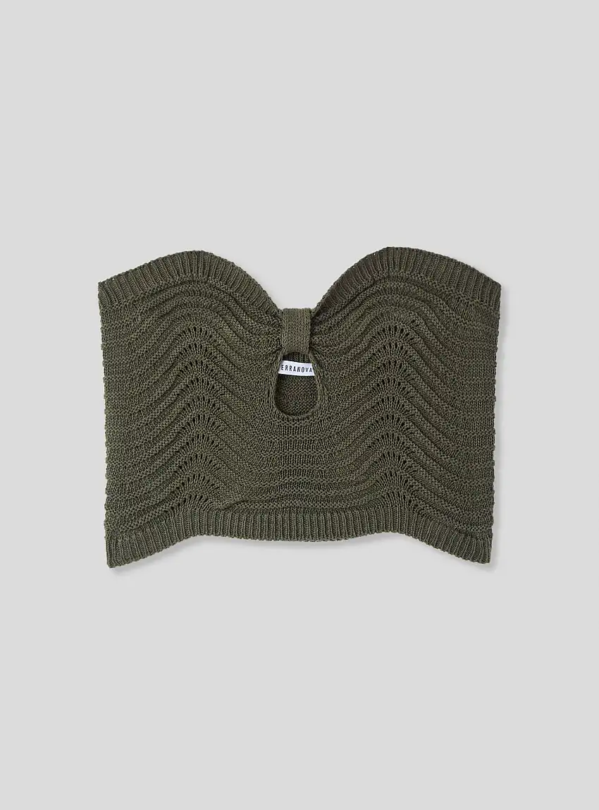 Top fascia a maglia Verde militare