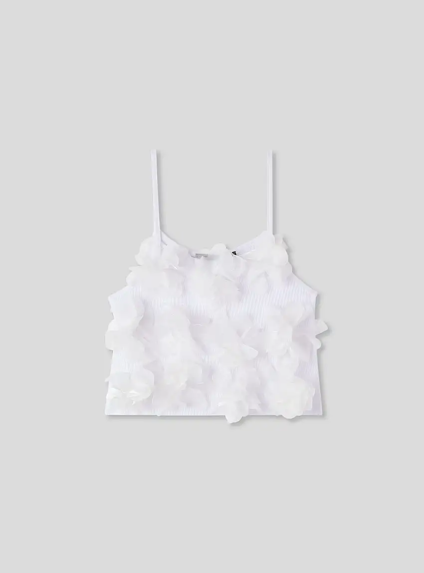 Top con decorazioni floreali Bianco