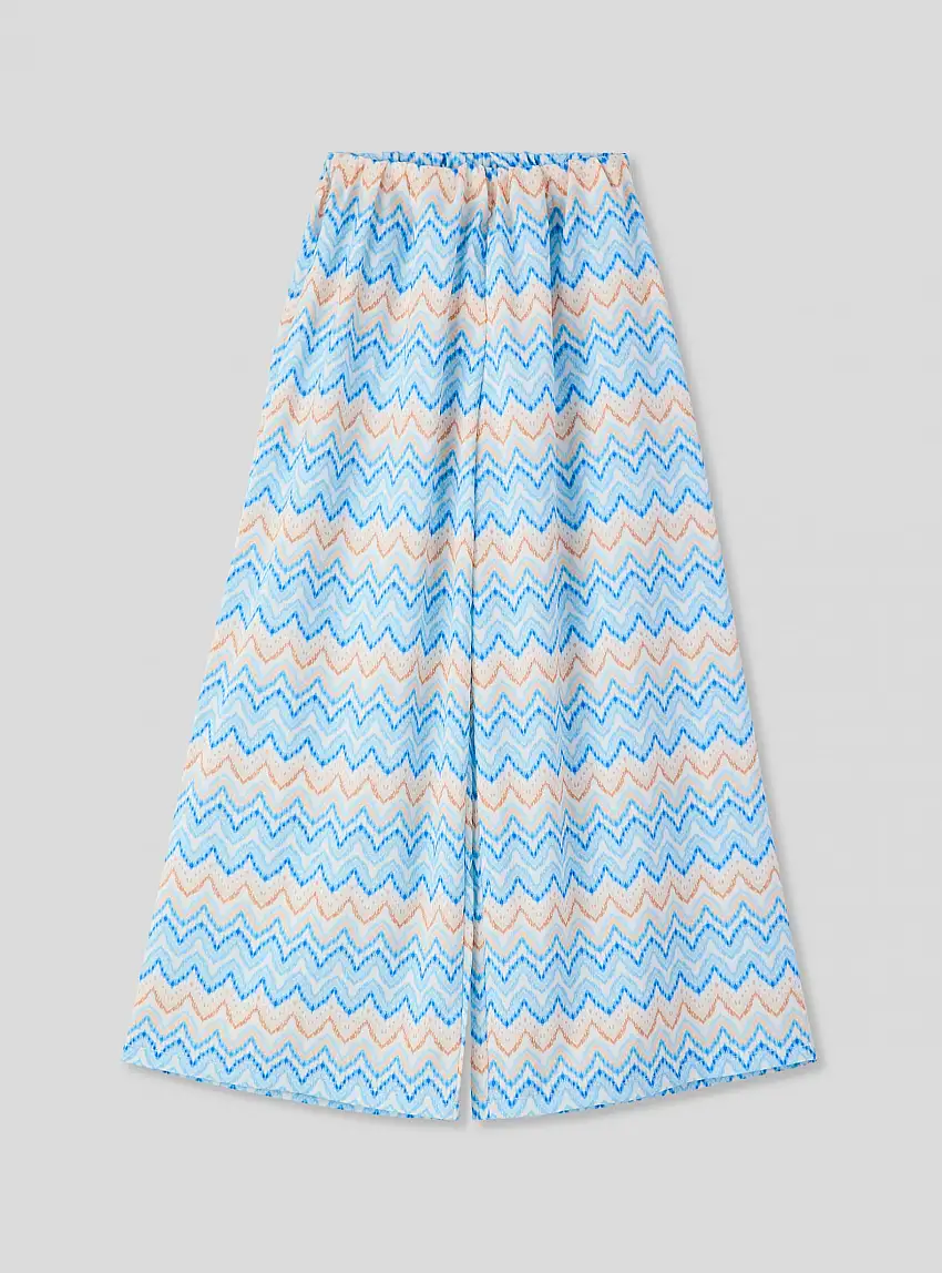 Pantaloni wide leg fantasia Var azzurro