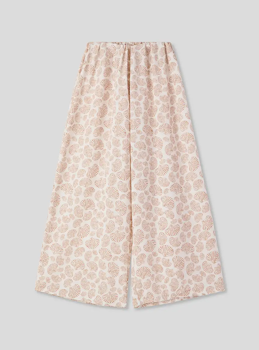 Pantaloni wide leg con fantasia conchiglie Var beige