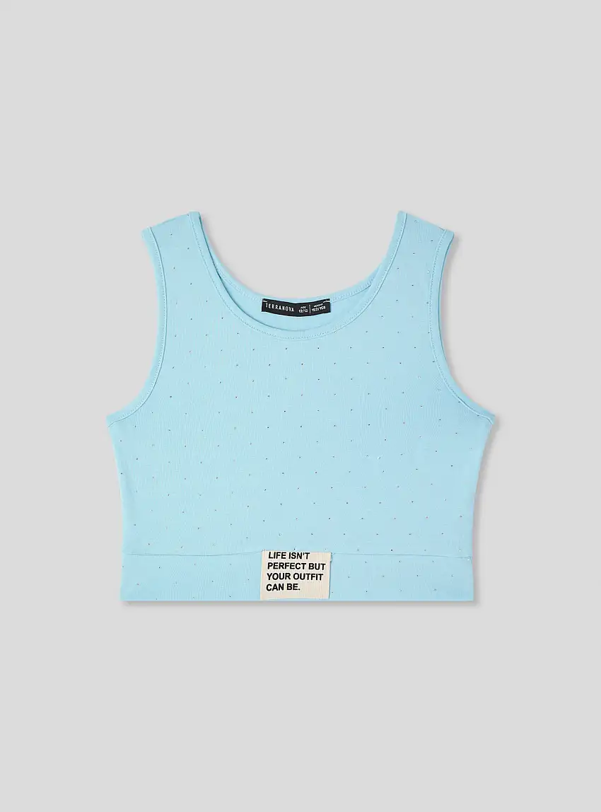 Top crop con applicazioni Verde acqua