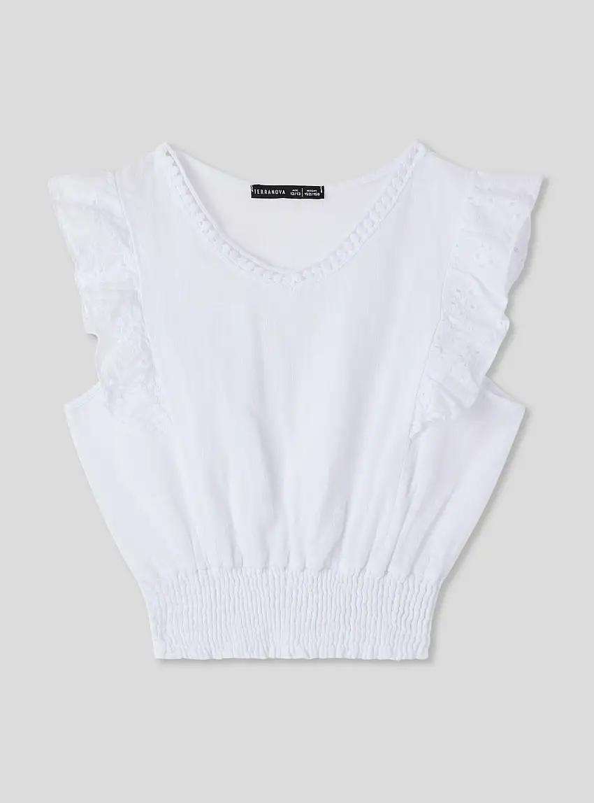 Blusa con dettagli sangallo Bianco