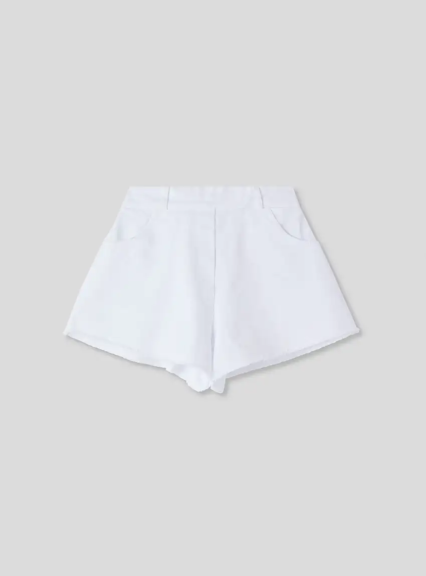 Shorts con orlo sfrangiato Bianco