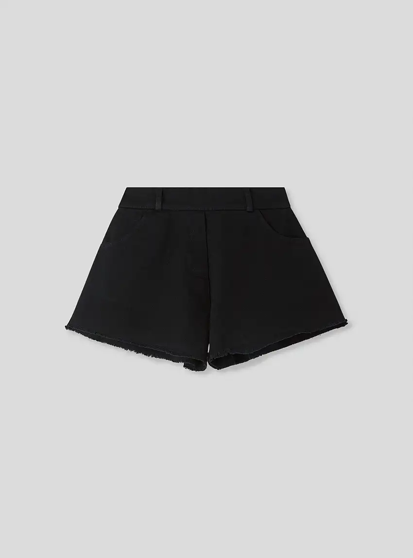 Shorts con orlo sfrangiato Nero