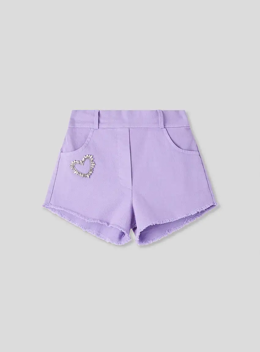 Shorts con applicazione cuore Viola