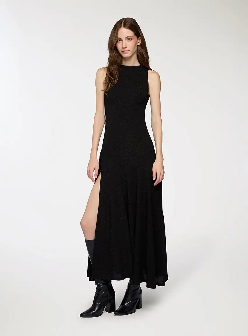 Vestito lungo effetto luccicante Nero