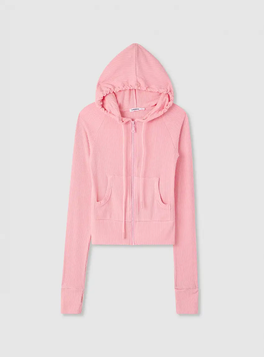 Felpa con cappuccio e zip Rosa