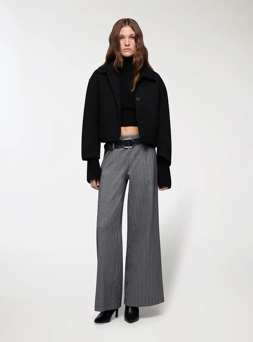 Giacca monopetto corta a tinta unita Nero