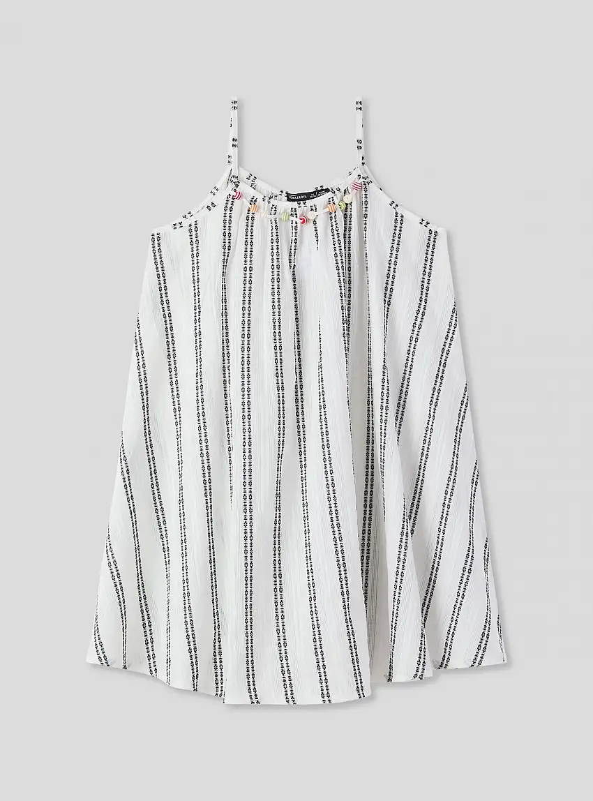 Vestito fantasia rigata Var bianco lana