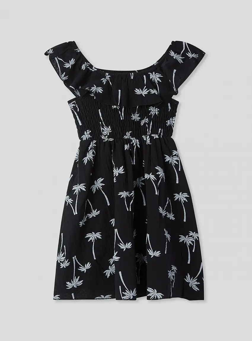 Vestito fantasia palme Var nero