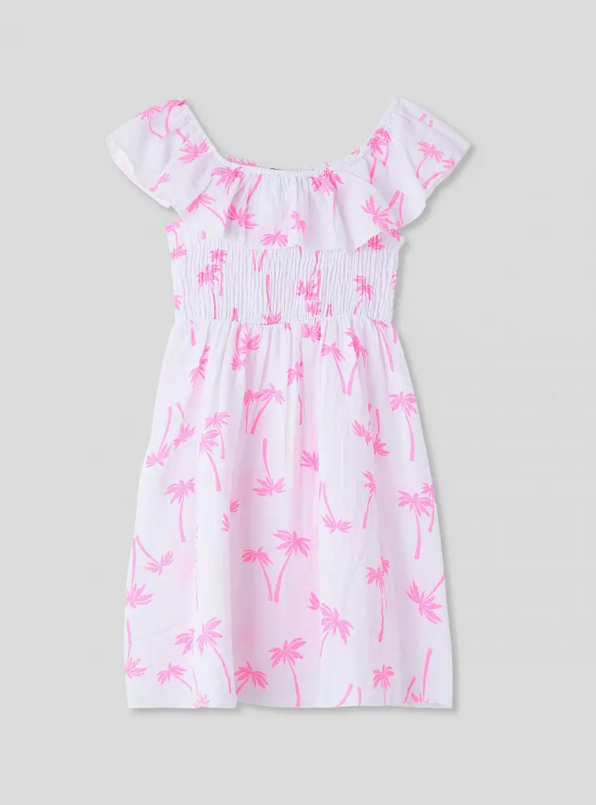 Vestito fantasia palme Var bianco ottico