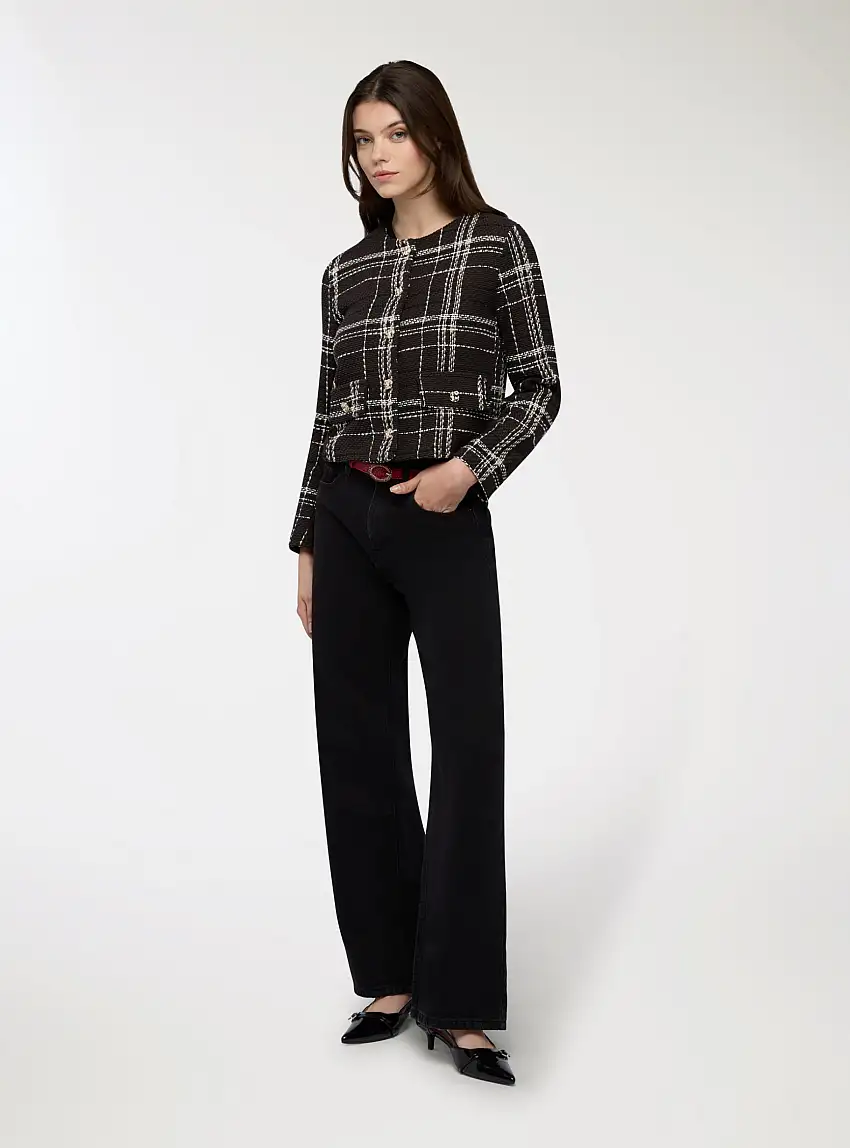 Giacca coreana a quadri Var moro