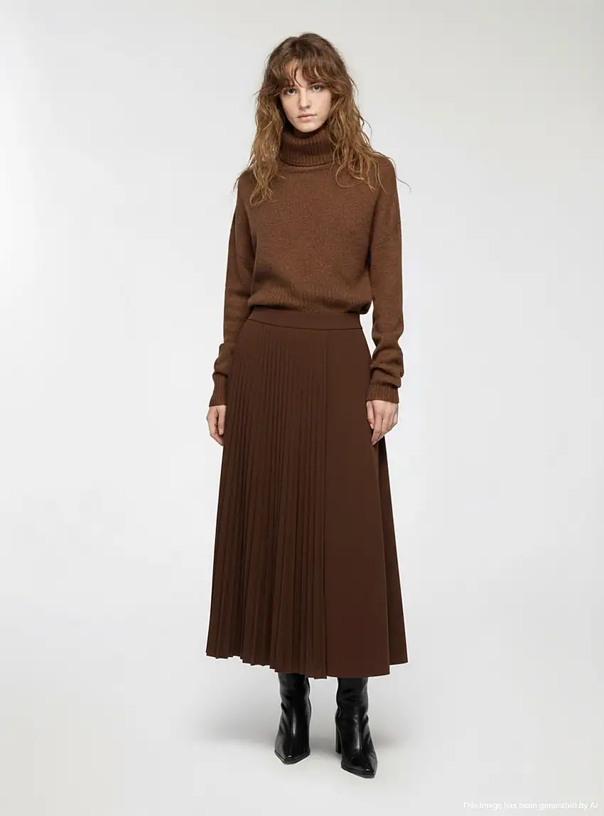 Gonna lunga plissé a tinta unita Testa moro