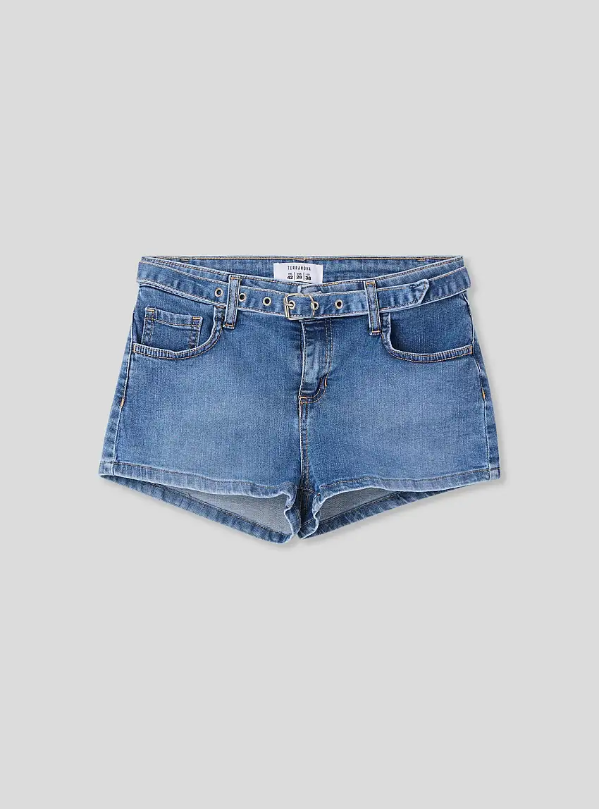 Shorts in denim con cintura Blu denim medio