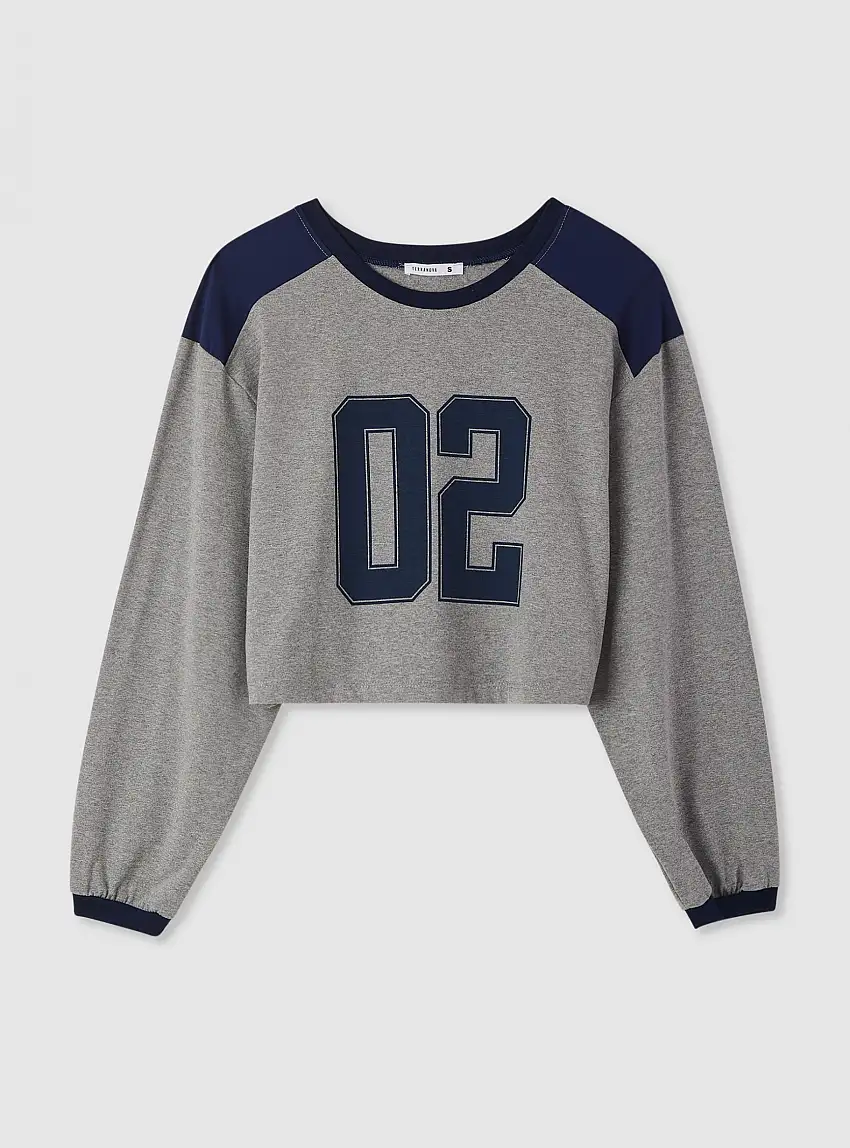 T-shirt block color con numero Grigio chiaro melange