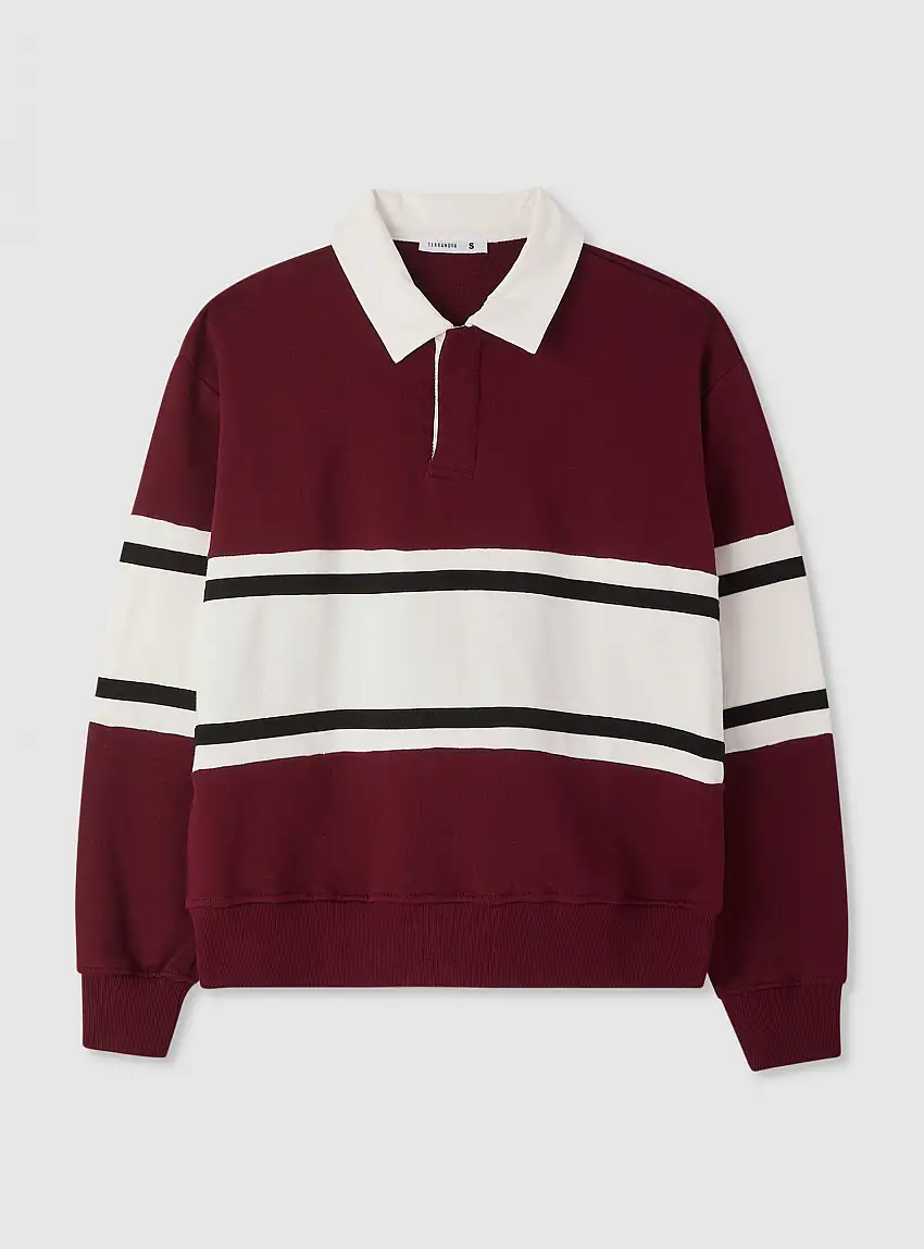 Felpa polo block color Var bordeaux