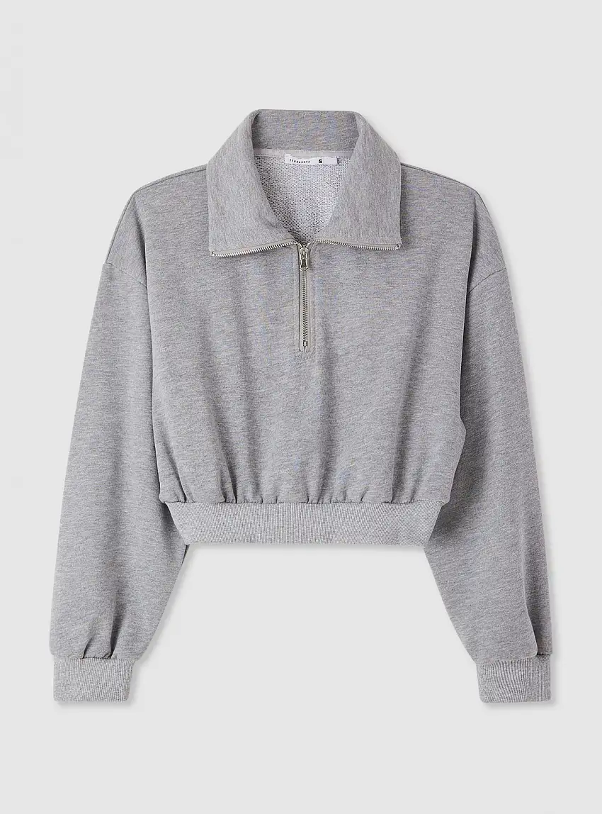 Felpa half zip Grigio chiaro melange