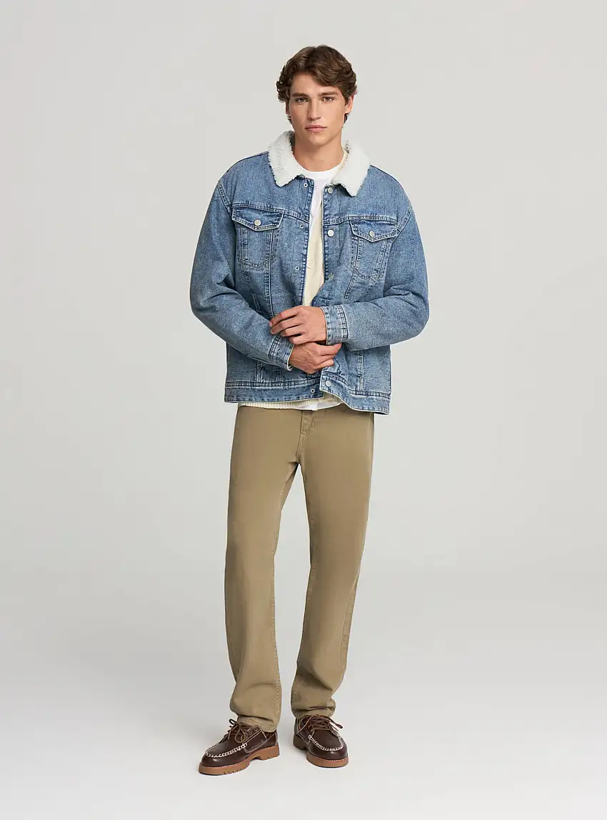 Pantaloni straight tinta unita Beige