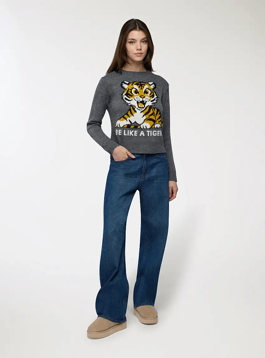 Maglia con stampa tigre Grigio