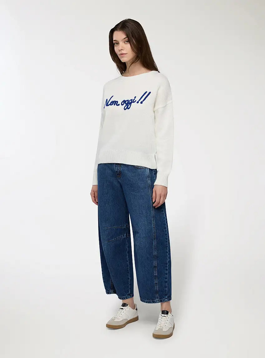 Maglia girocollo con scritta Bianco