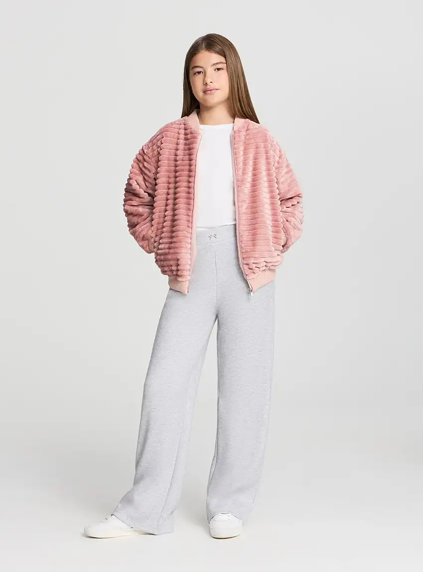 Bomber effetto pelo Rosa