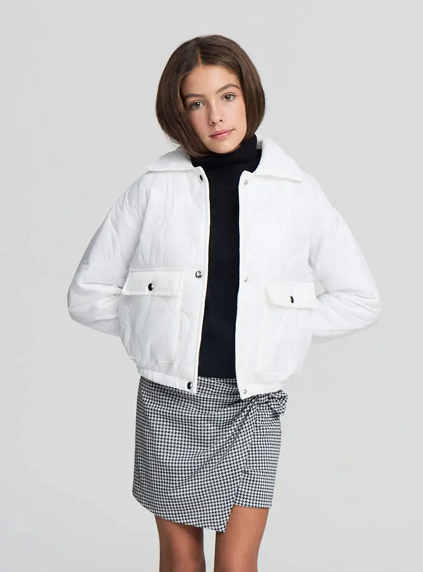 Giubbino trapuntato con tasche a patta Bianco