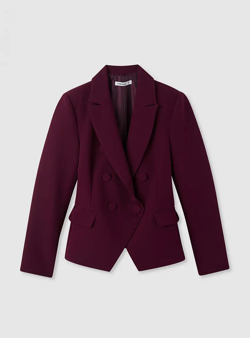 Giacca doppiopetto a tinta unita Bordeaux