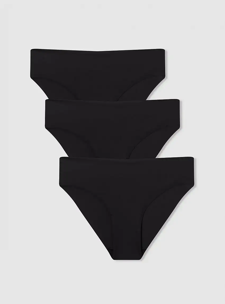 Pack 3 slip taglio vivo tinta unita Nero