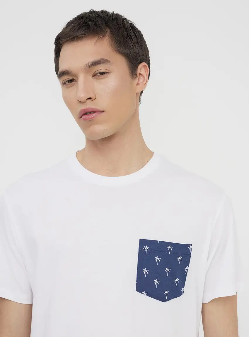 Set pigiama t-shirt con palme e bermuda Bianco ottico