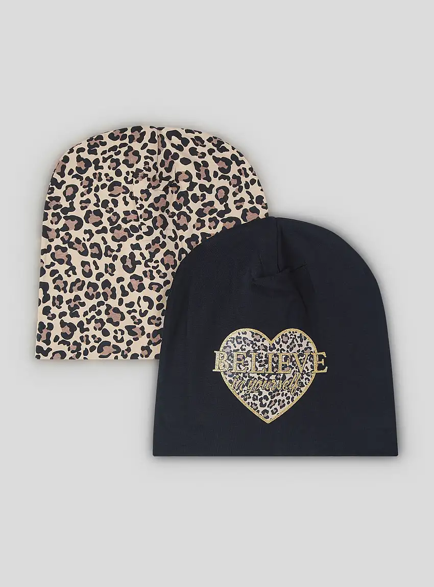 Pack 2 berretti fantasia animalier Nero