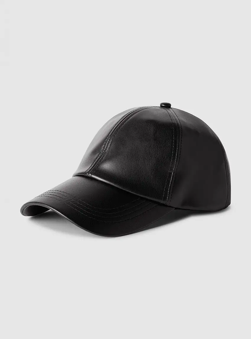 Cappellino baseball in similpelle Nero