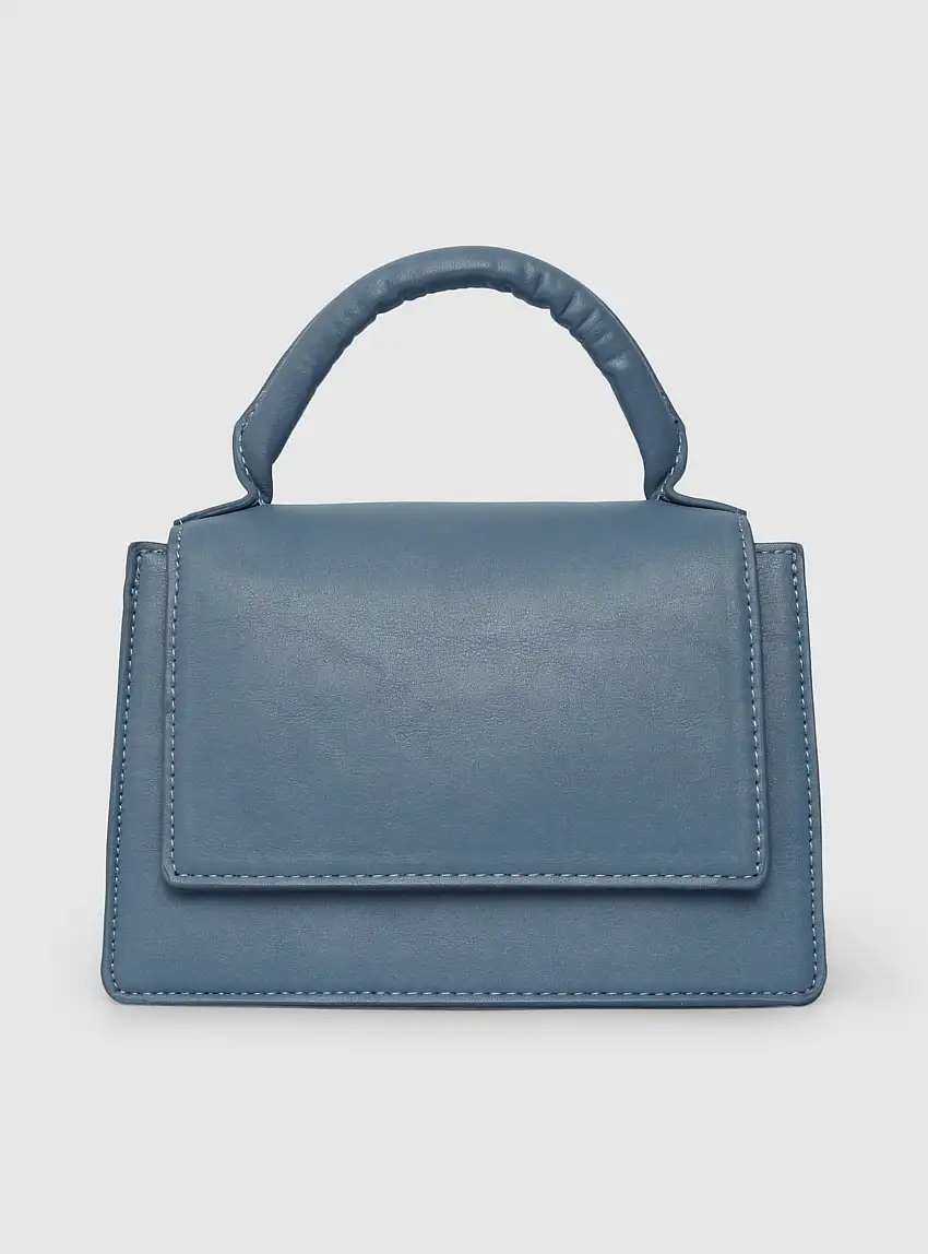 Borsa in similpelle con tracolla Blu denim
