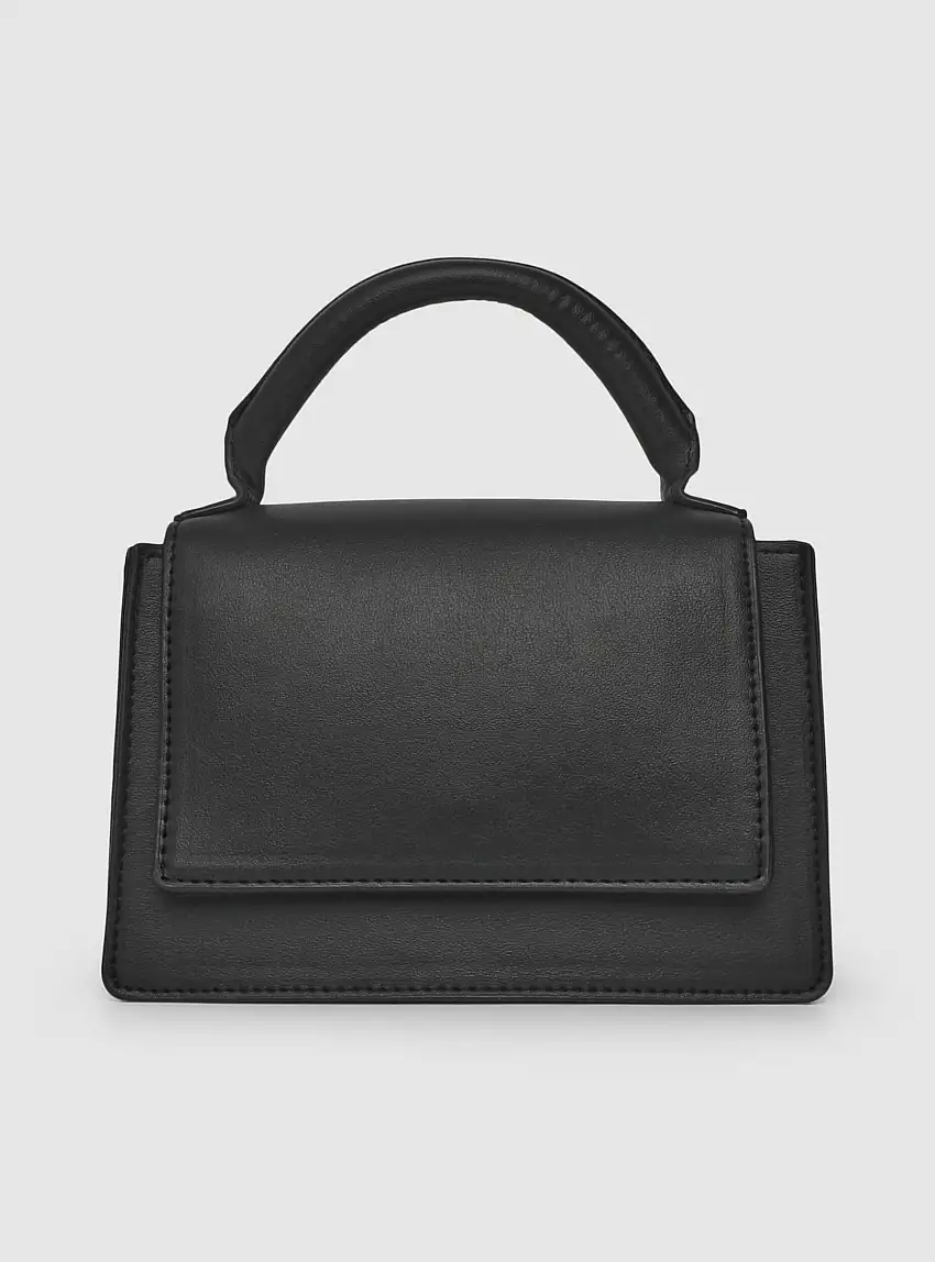 Borsa in similpelle con tracolla Nero