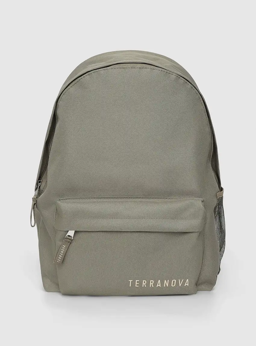 Zaino in nylon tasca frontale con logo Verde militare chiaro