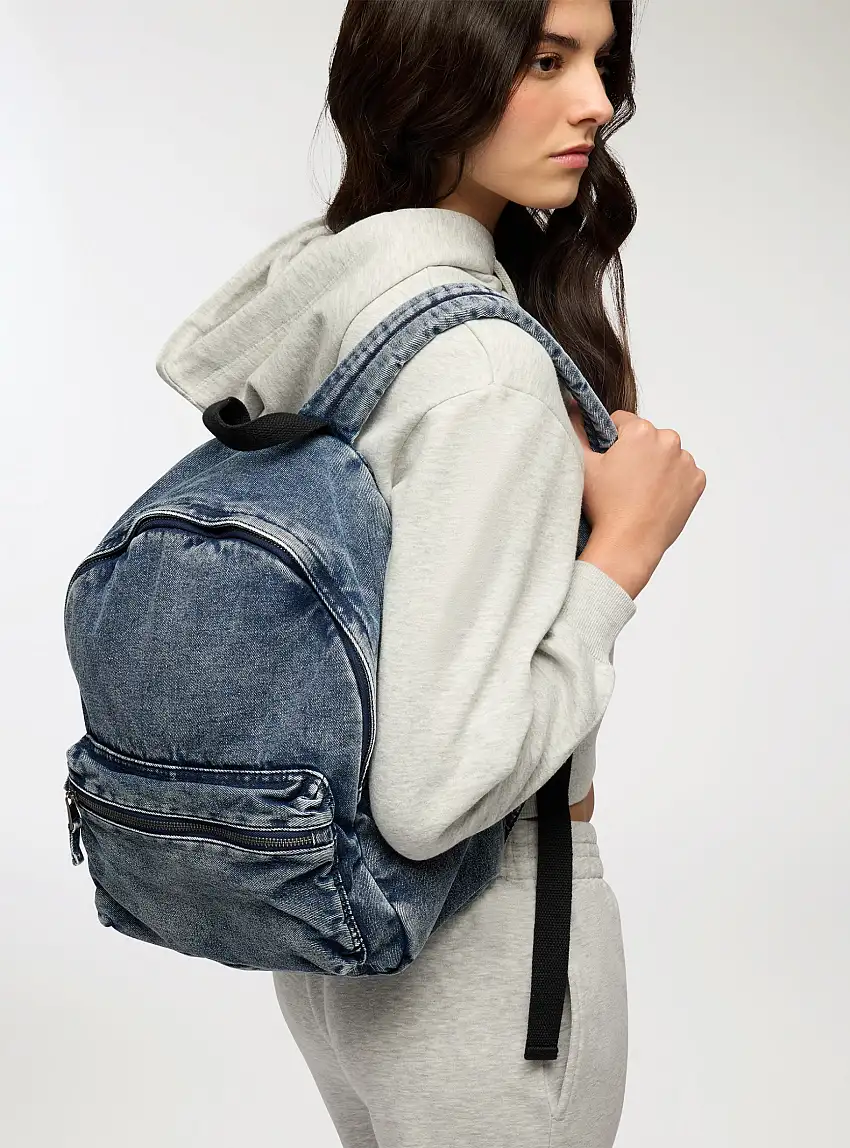 Zaino in denim con tasca frontale Blu denim