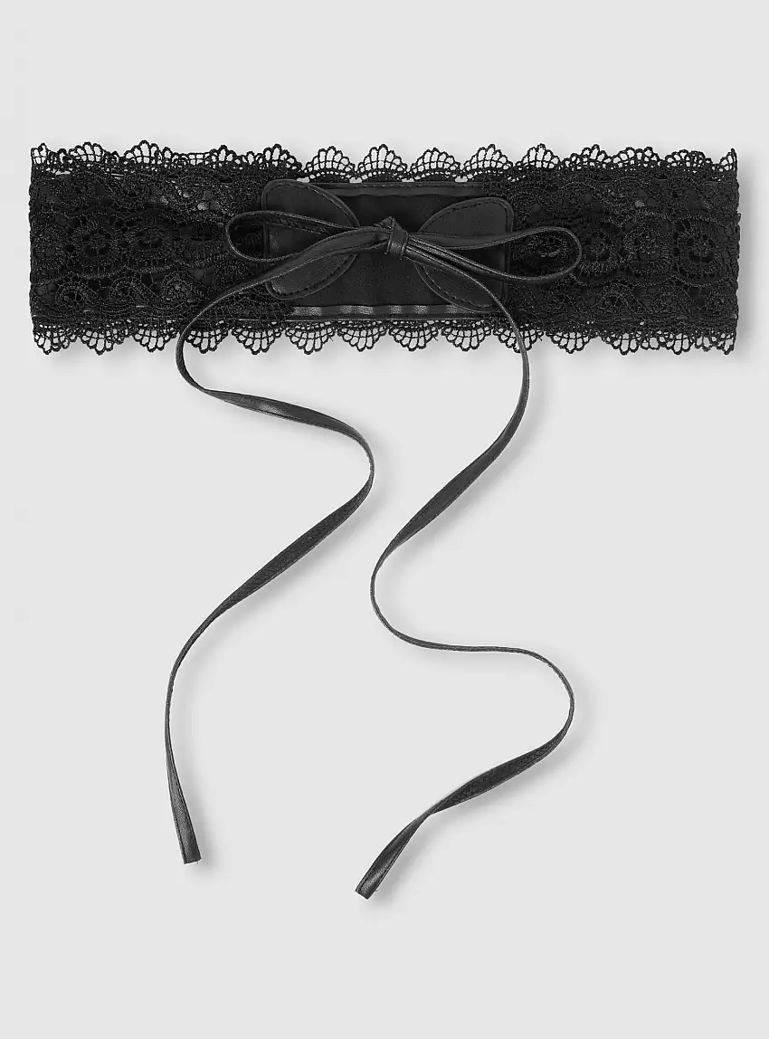 Fusciacca in pizzo con fiocco regolabile Nero