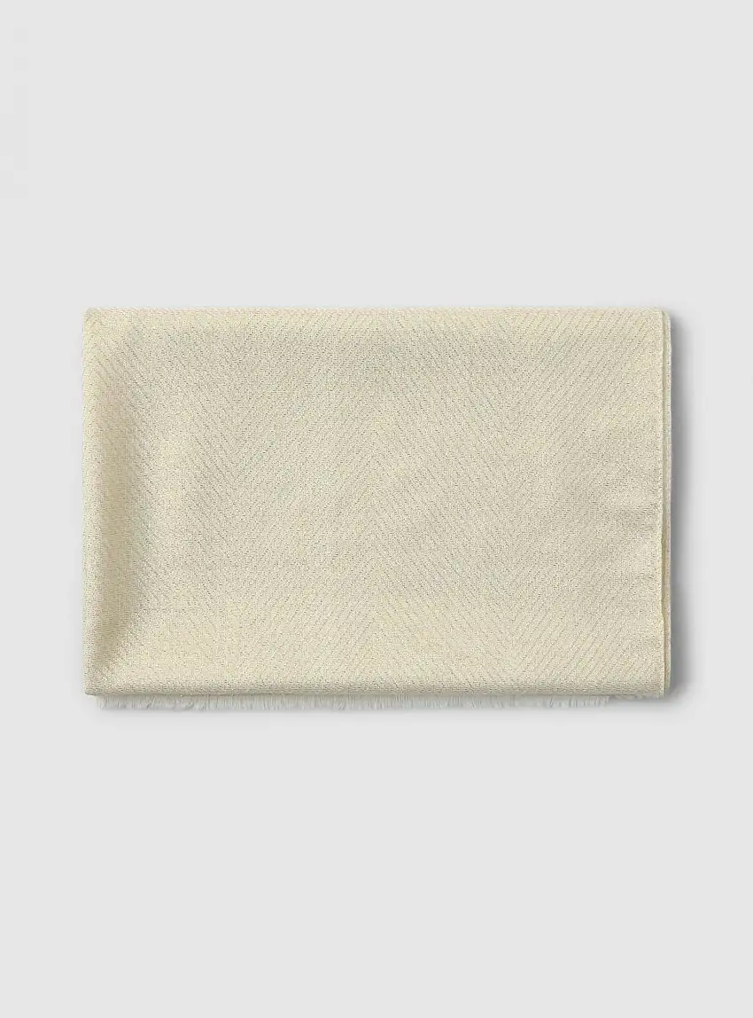 Foulard effetto luccicante con frange Bianco lana