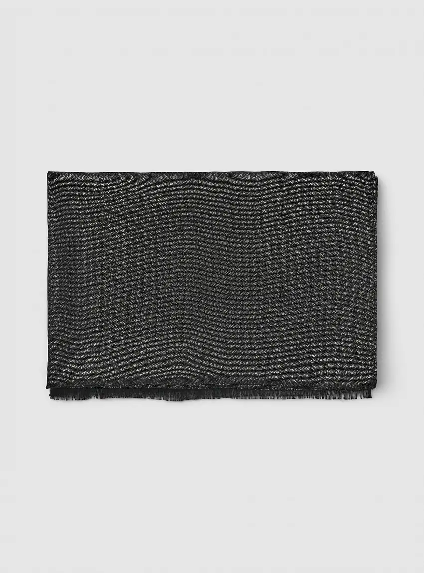 Foulard effetto luccicante con frange Nero