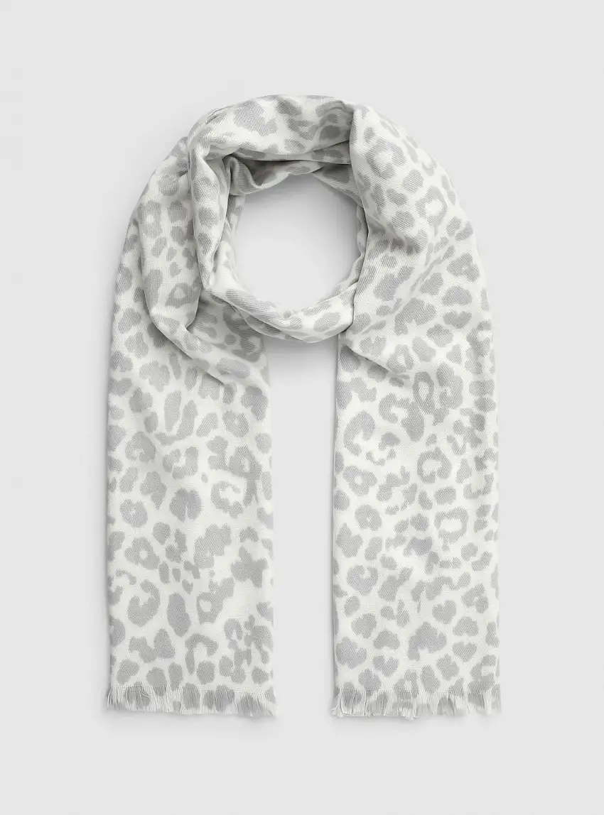 Sciarpa con stampa animalier Var bianco lana