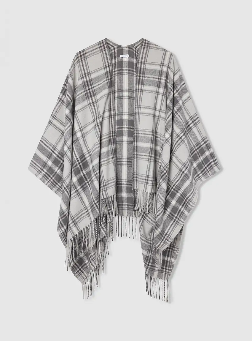 Poncho con motivo a quadri Var ghiaccio