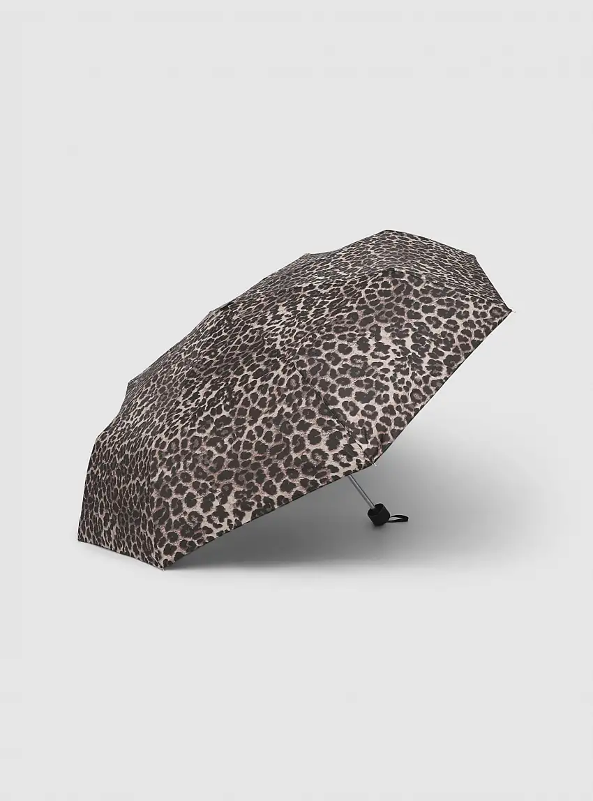 Ombrello pieghevole con stampa maculata Var nero