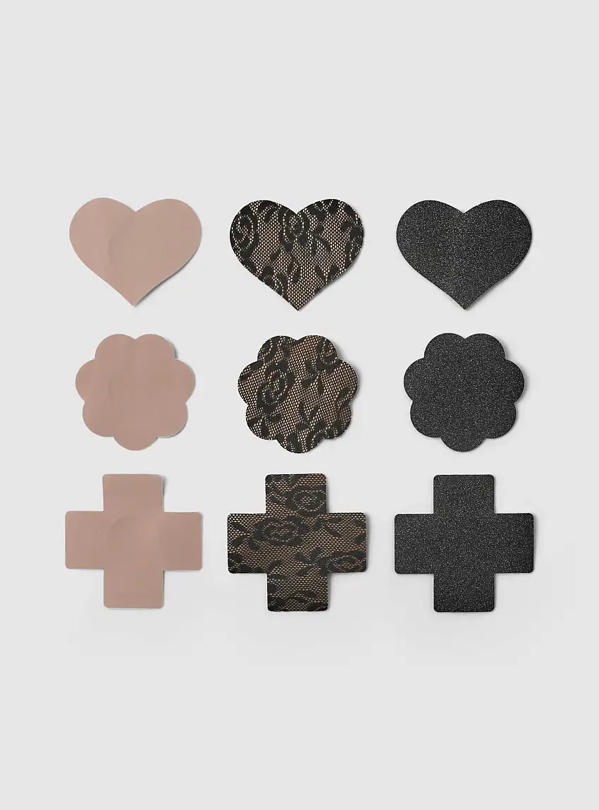 Pack 9 paia di copricapezzoli adesivi Var nero