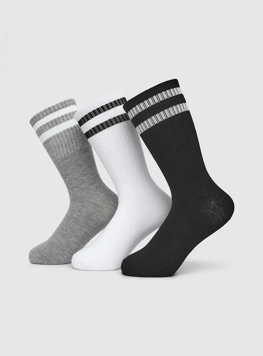 Pack 3 paia di calzini con bande Var bianco ottico