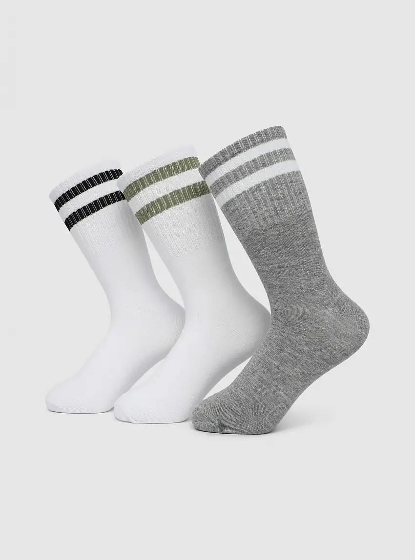 Pack 3 paia di calzini con bande Var grigio medio melange