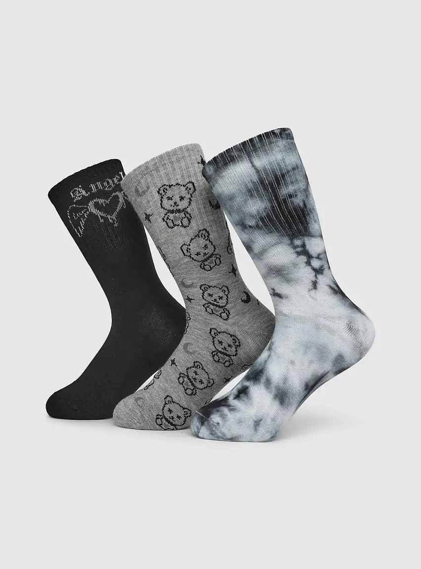 Pack 3 paia calze fantasia stile gotico Var nero