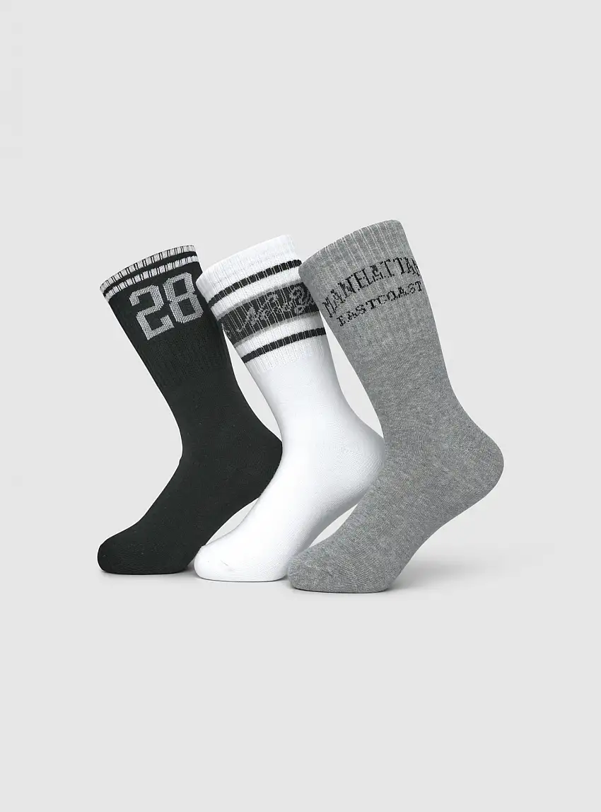 Pack 3 paia di calzini stampa college Var bianco ottico