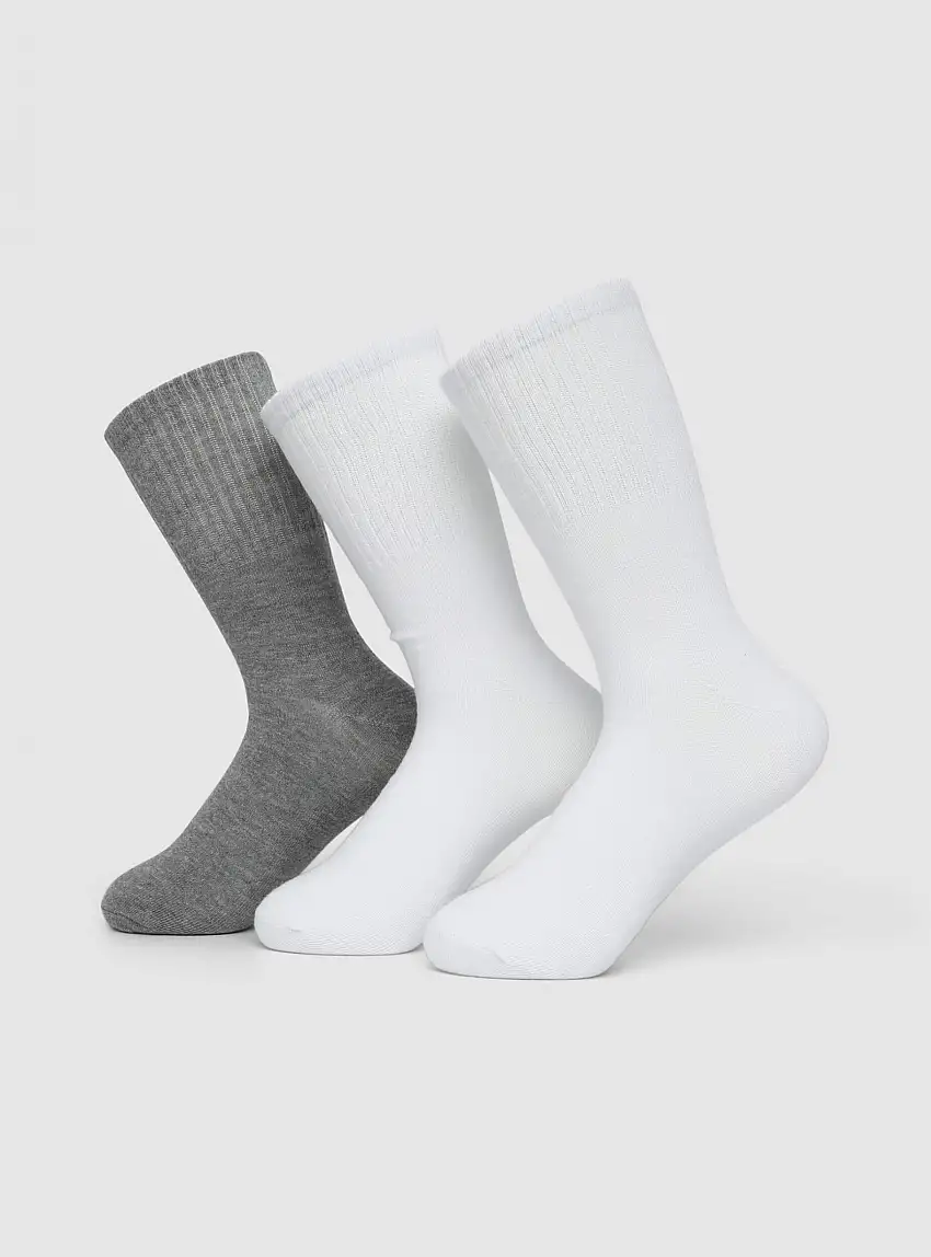 Pack 3 paia calze con ricami Var grigio medio melange